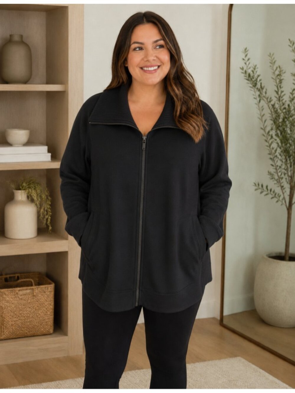 SPANX Air Essentials Luxe Full Zip Tunic Womens 1X 50933R NEW black